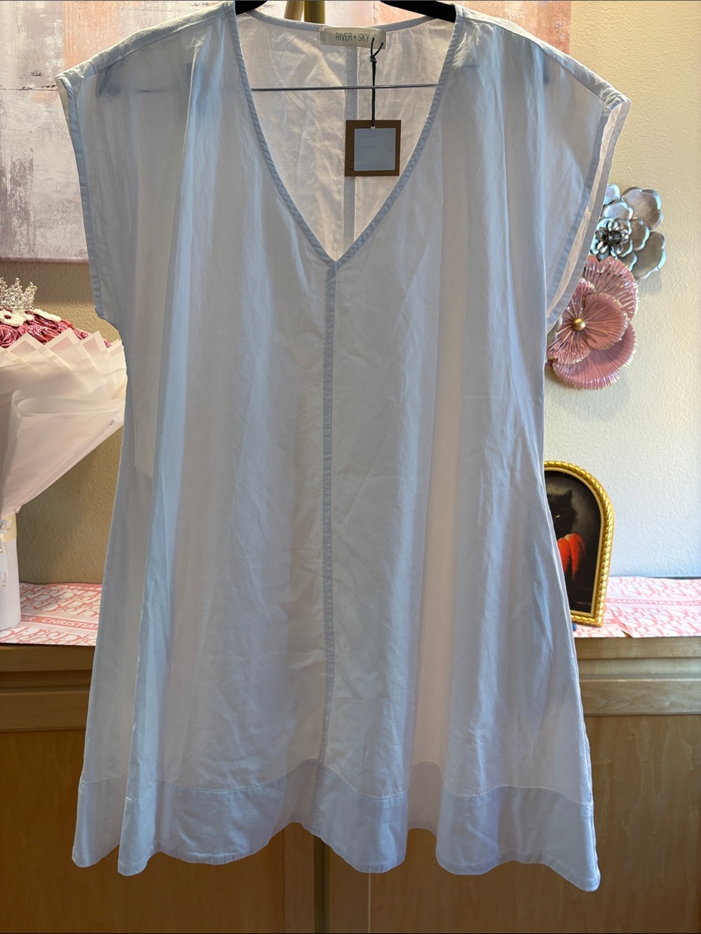 River + Sky White V-Neck Cotton Tunic/Dress